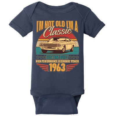 Vintage Retro I'm Not Old I'm A Classic 1963 60th Birthday Classic Car Lover Baby Bodysuit