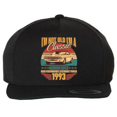 Vintage Retro I'm Not Old I'm A Classic 1993 30th Birthday Classic Car Lover Wool Snapback Cap