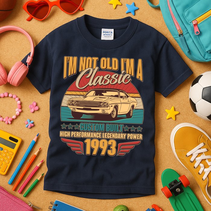Vintage Retro I'm Not Old I'm A Classic 1993 30th Birthday Classic Car Lover Kids T-Shirt