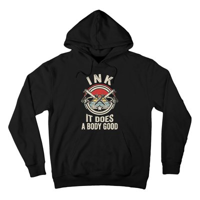 Vintage Retro Ink Inked Funny Tattoo Artist Tattoo Guns Hoodie