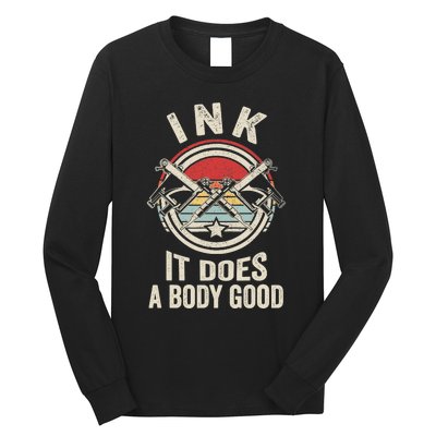 Vintage Retro Ink Inked Funny Tattoo Artist Tattoo Guns Long Sleeve Shirt