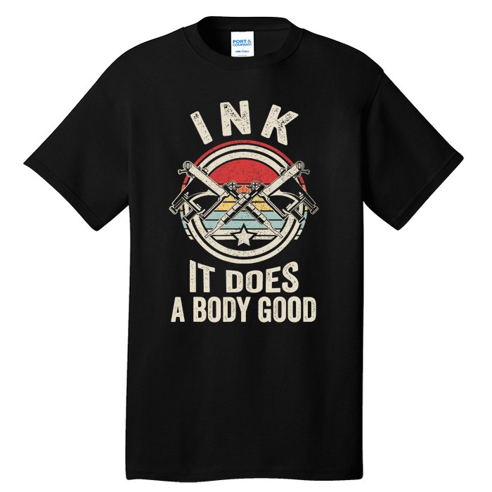 Vintage Retro Ink Inked Funny Tattoo Artist Tattoo Guns Tall T-Shirt