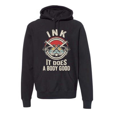 Vintage Retro Ink Inked Funny Tattoo Artist Tattoo Guns Premium Hoodie