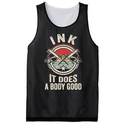 Vintage Retro Ink Inked Funny Tattoo Artist Tattoo Guns Mesh Reversible Basketball Jersey Tank