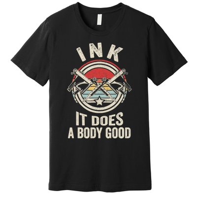 Vintage Retro Ink Inked Funny Tattoo Artist Tattoo Guns Premium T-Shirt