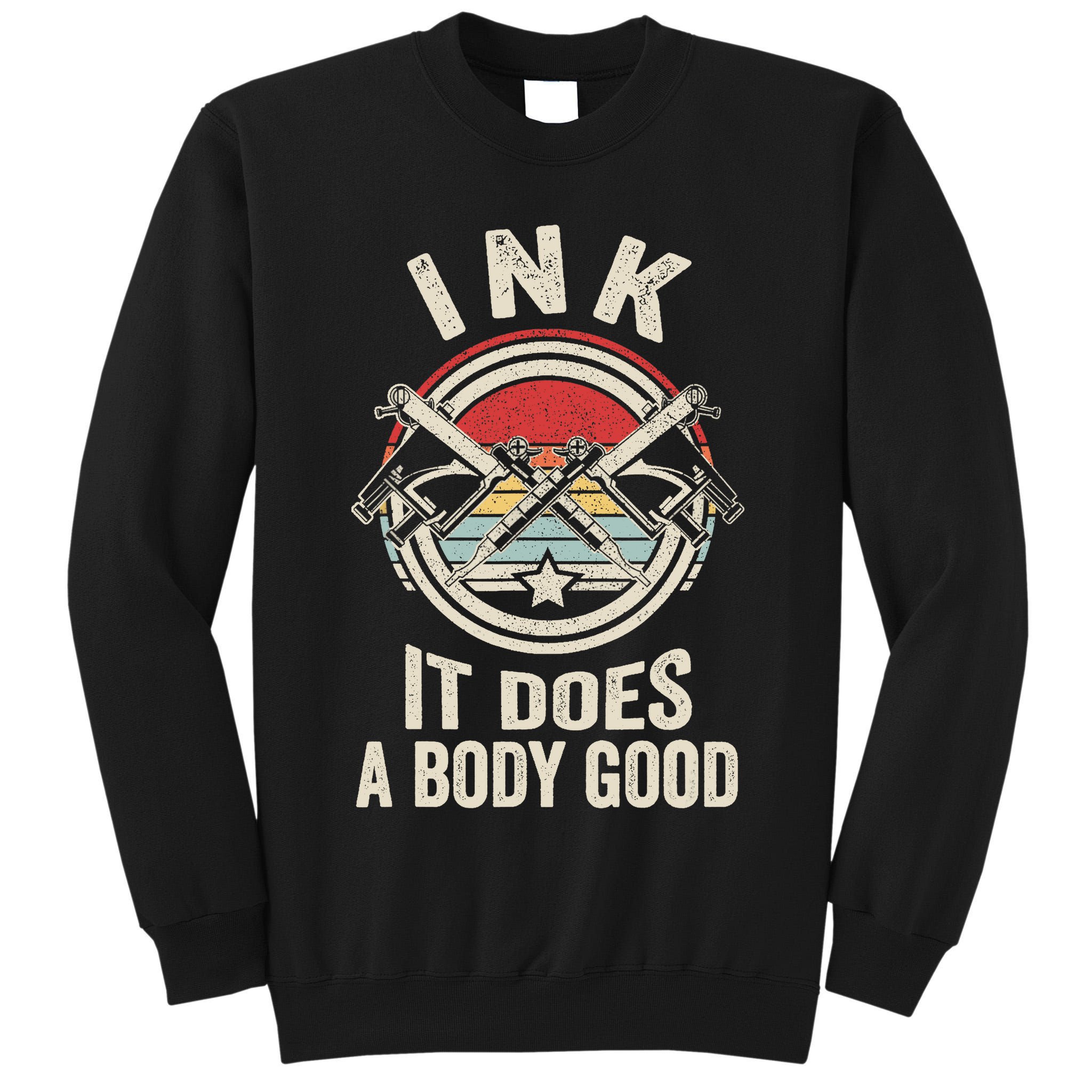 Vintage Retro Ink Inked Funny Tattoo Artist Tattoo Guns Tall Sweatshirt