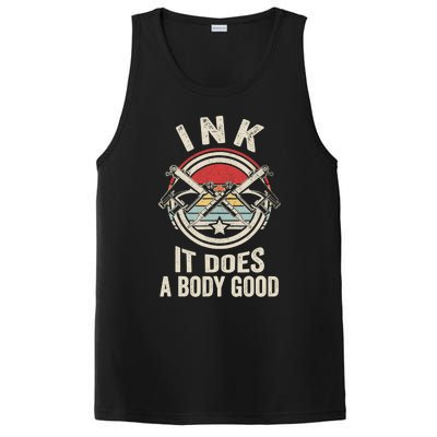 Vintage Retro Ink Inked Funny Tattoo Artist Tattoo Guns PosiCharge Competitor Tank