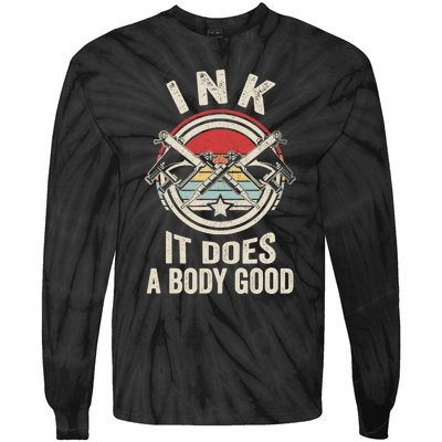 Vintage Retro Ink Inked Funny Tattoo Artist Tattoo Guns Tie-Dye Long Sleeve Shirt