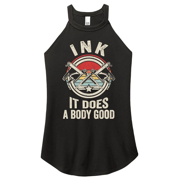 Vintage Retro Ink Inked Funny Tattoo Artist Tattoo Guns Women's Perfect Tri Rocker Tank