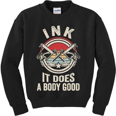 Vintage Retro Ink Inked Funny Tattoo Artist Tattoo Guns Kids Sweatshirt