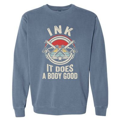 Vintage Retro Ink Inked Funny Tattoo Artist Tattoo Guns Garment-Dyed Sweatshirt