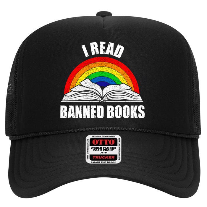 Vintage Retro Im With The Banned Banned Books Reading Books High Crown Mesh Back Trucker Hat