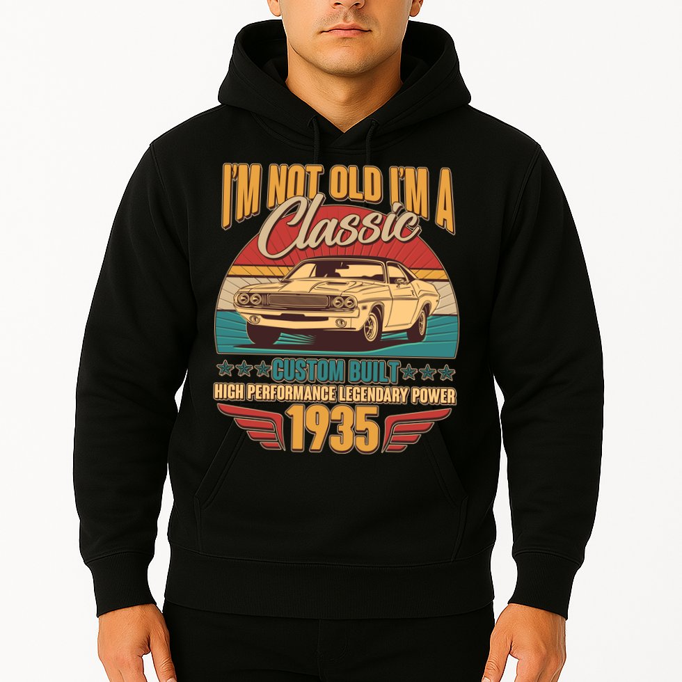 Vintage Retro Im Not Old Im A Classic 1935 90th Birthday Classic Car Lover Hoodie