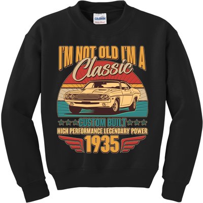 Vintage Retro Im Not Old Im A Classic 1935 90th Birthday Classic Car Lover Kids Sweatshirt