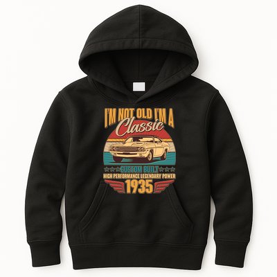 Vintage Retro Im Not Old Im A Classic 1935 90th Birthday Classic Car Lover Kids Hoodie