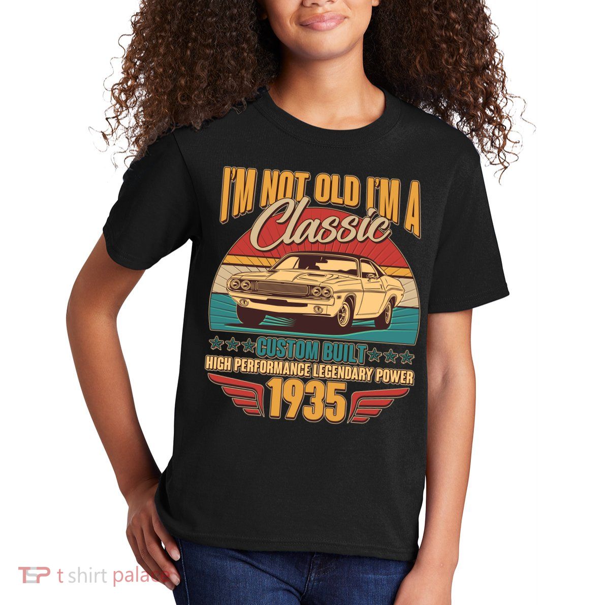 Vintage Retro Im Not Old Im A Classic 1935 90th Birthday Classic Car Lover Kids T-Shirt