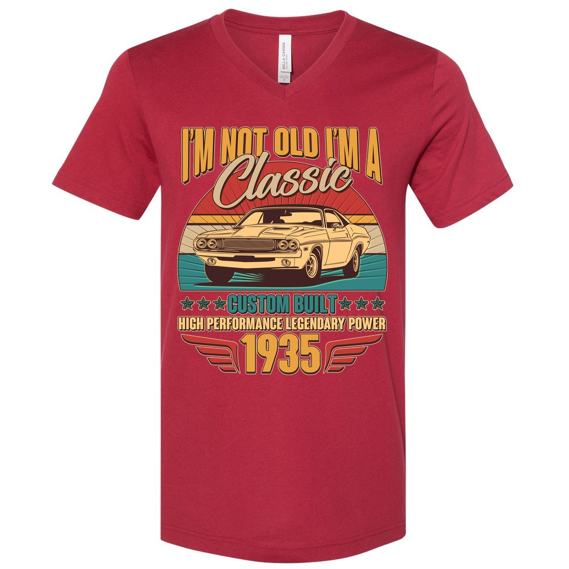 Vintage Retro Im Not Old Im A Classic 1935 90th Birthday Classic Car Lover V-Neck T-Shirt