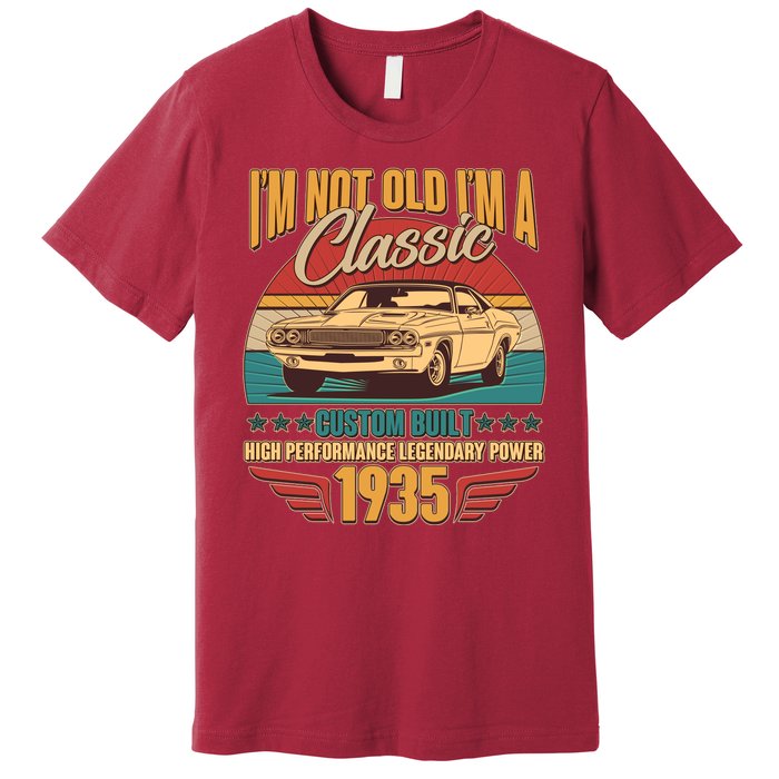 Vintage Retro Im Not Old Im A Classic 1935 90th Birthday Classic Car Lover Premium T-Shirt