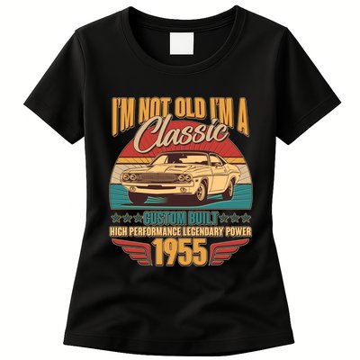 Vintage Retro Im Not Old Im A Classic 1955 70th Birthday Classic Car Lover Womens T-Shirt