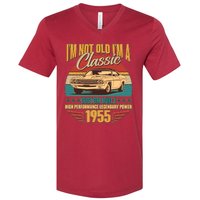 Vintage Retro Im Not Old Im A Classic 1955 70th Birthday Classic Car Lover V-Neck T-Shirt