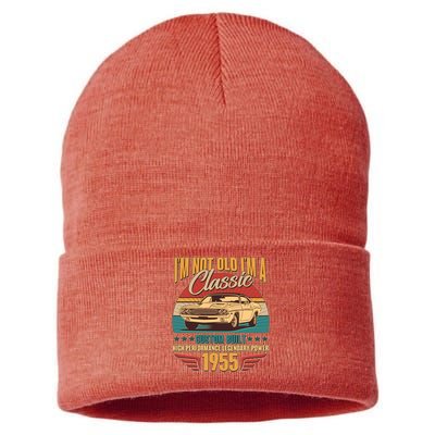 Vintage Retro Im Not Old Im A Classic 1955 70th Birthday Classic Car Lover Sustainable Knit Beanie
