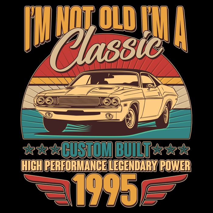 Vintage Retro Im Not Old Im A Classic 1995 30th Birthday Classic Car Lover 7-Panel Snapback Hat