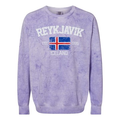 Vintage Reykjavik Iceland Souvenir Gift Colorblast Crewneck Sweatshirt