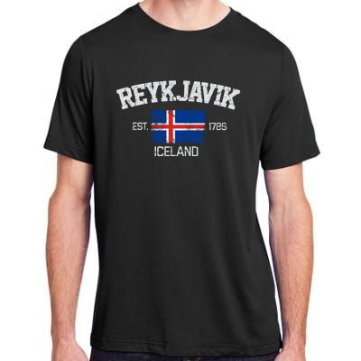 Vintage Reykjavik Iceland Souvenir Gift Adult ChromaSoft Performance T-Shirt