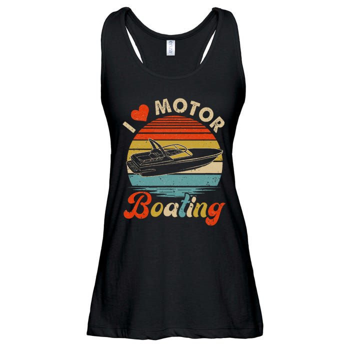 Vintage Retro I Love Motor Boating Funny Boater Ladies Essential Flowy Tank