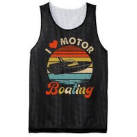 Vintage Retro I Love Motor Boating Funny Boater Mesh Reversible Basketball Jersey Tank