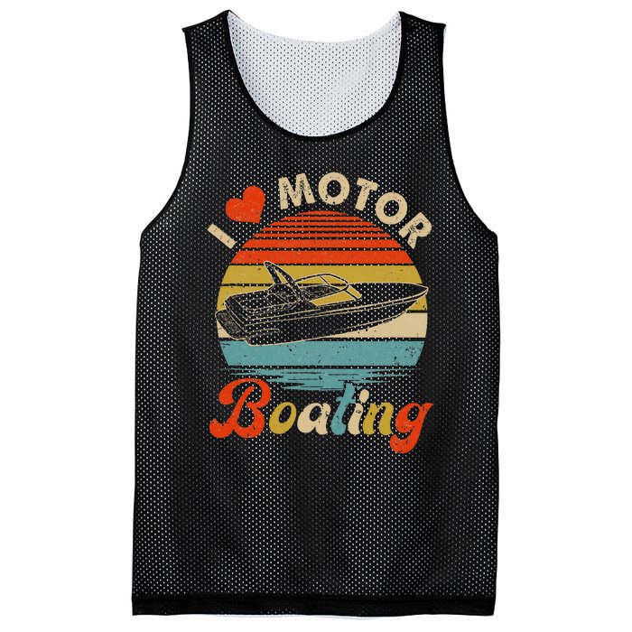 Vintage Retro I Love Motor Boating Funny Boater Mesh Reversible Basketball Jersey Tank