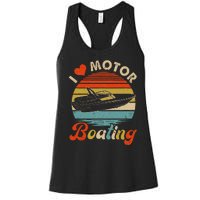 Vintage Retro I Love Motor Boating Funny Boater Women's Racerback Tank