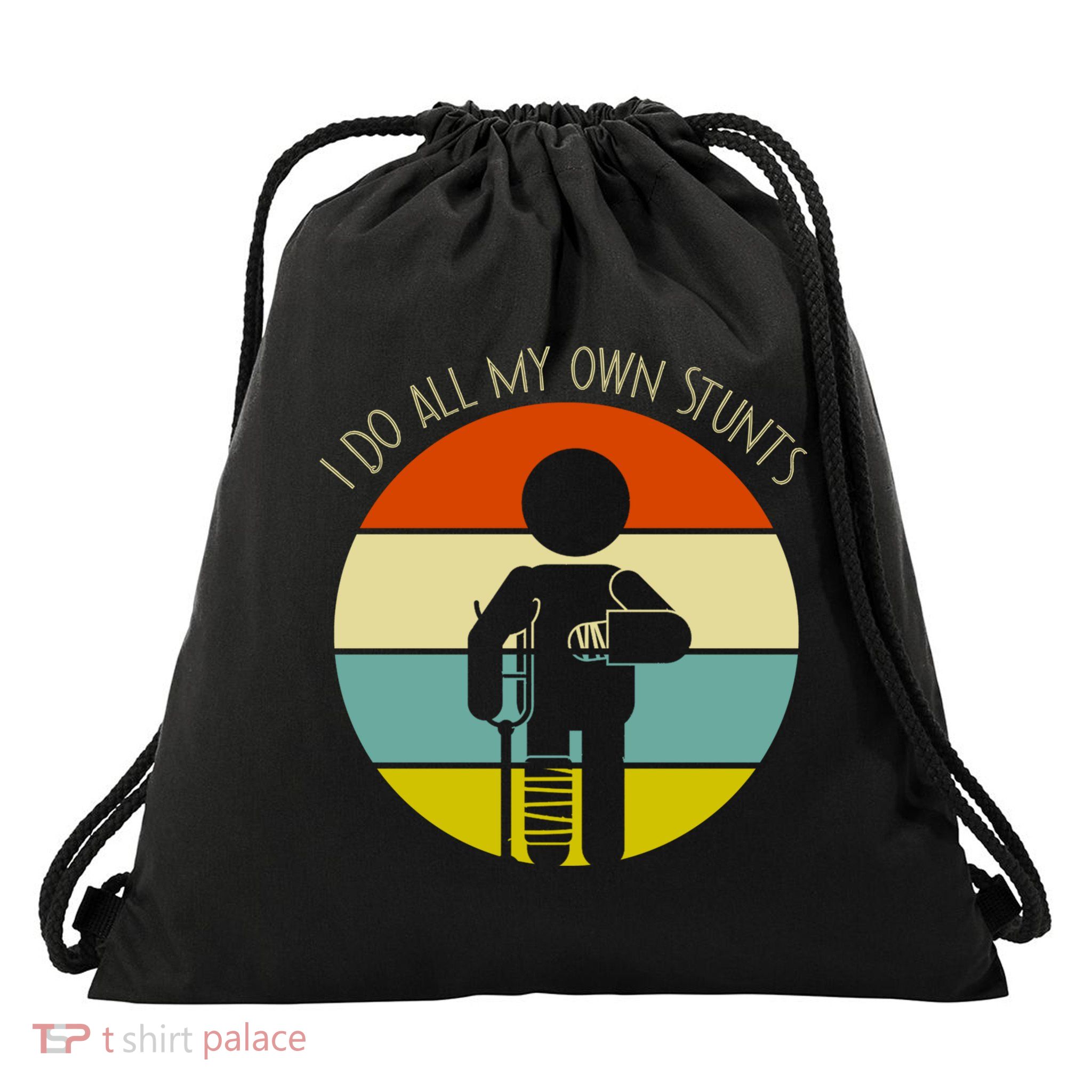Vintage Retro I Do My Own Stunts Funny Injury Great Gift Drawstring Bag
