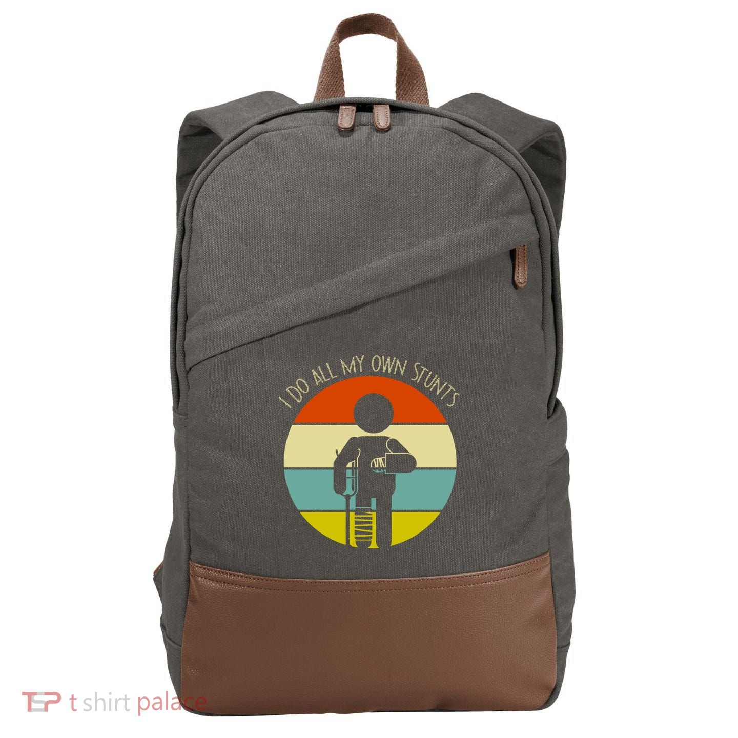 Vintage Retro I Do My Own Stunts Funny Injury Great Gift Cotton Canvas Backpack