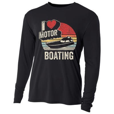 Vintage Retro I Love Motor Boating Cooling Performance Long Sleeve Crew