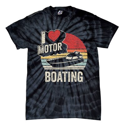 Vintage Retro I Love Motor Boating Tie-Dye T-Shirt