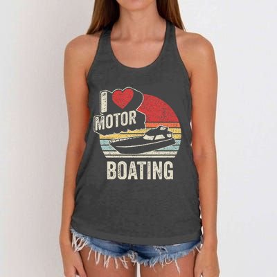 Vintage Retro I Love Motor Boating Funny Boater Women's Knotted Racerback Tank