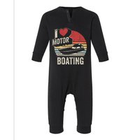 Vintage Retro I Love Motor Boating Funny Boater Infant Fleece One Piece