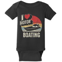 Vintage Retro I Love Motor Boating Funny Boater Baby Bodysuit