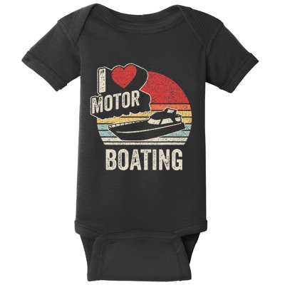 Vintage Retro I Love Motor Boating Funny Boater Baby Bodysuit