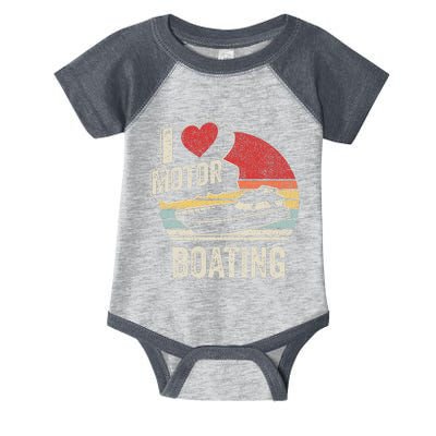 Vintage Retro I Love Motor Boating Funny Boater Infant Baby Jersey Bodysuit