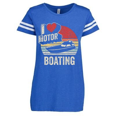 Vintage Retro I Love Motor Boating Funny Boater Enza Ladies Jersey Football T-Shirt