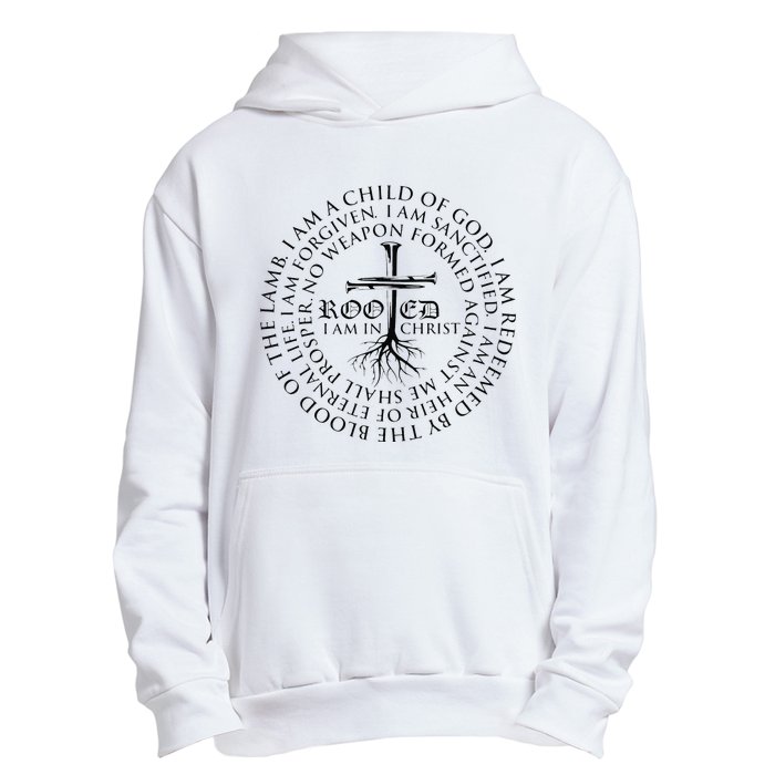 Vintage Rooted In Christ Religious Christian Jesus Urban Pullover Hoodie