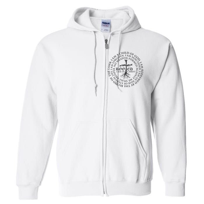 Vintage Rooted In Christ Religious Christian Jesus Full Zip Hoodie