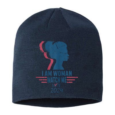 Vintage Retro I Am Woman Watch Me Vote For President Kamalaharris Sustainable Beanie