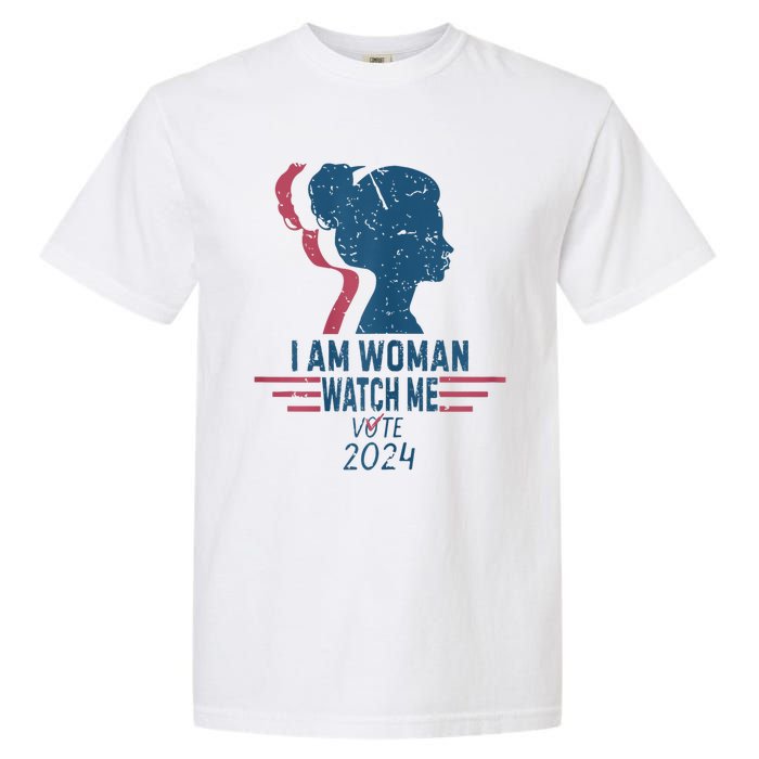 Vintage Retro I Am Woman Watch Me Vote For President Kamalaharris Garment-Dyed Heavyweight T-Shirt