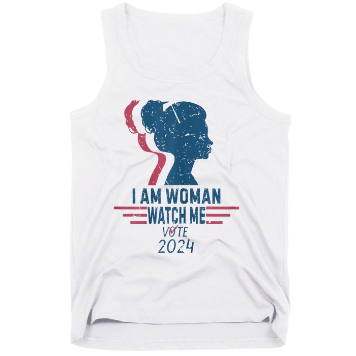 Vintage Retro I Am Woman Watch Me Vote For President Kamalaharris Tank Top