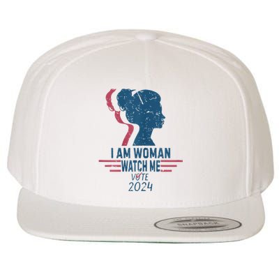 Vintage Retro I Am Woman Watch Me Vote For President Kamalaharris Wool Snapback Cap