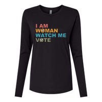 Vintage Retro I Am Woman Watch Me Vote For President Kamalaharris Womens Cotton Relaxed Long Sleeve T-Shirt