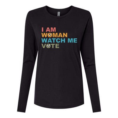 Vintage Retro I Am Woman Watch Me Vote For President Kamalaharris Womens Cotton Relaxed Long Sleeve T-Shirt